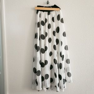 Maxi Flowey Polka Dot Skirt